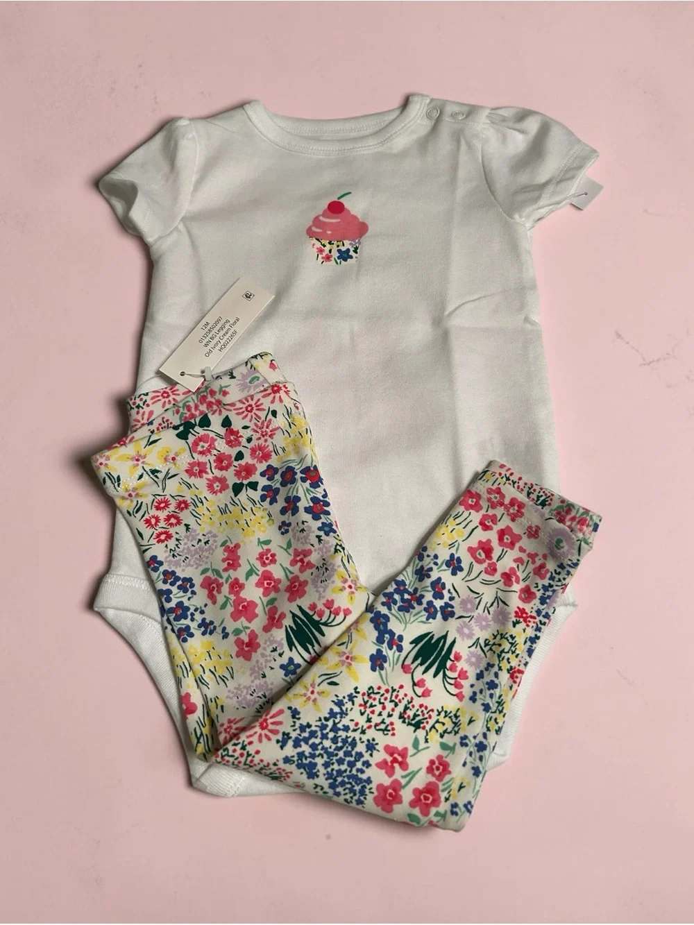 Wonder Nation Baby Girl Clothes Size 12 Months-Tops, Leggings & Bodysuit 5 Pack